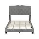 preview thumbnail 4 of 5, Full Size Upholstered Bed Frame with Rivet Design, Modern Velvet Platform Bed with Tufted Headboard,Grey