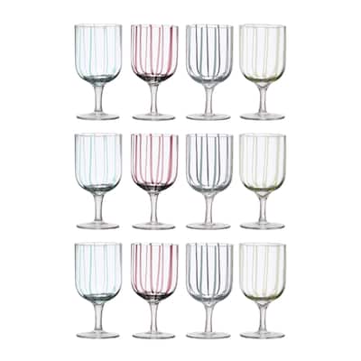 Glass Stemware with 4 Various Stripes Design - 3.0"L x 3.0"W x 5.9"H