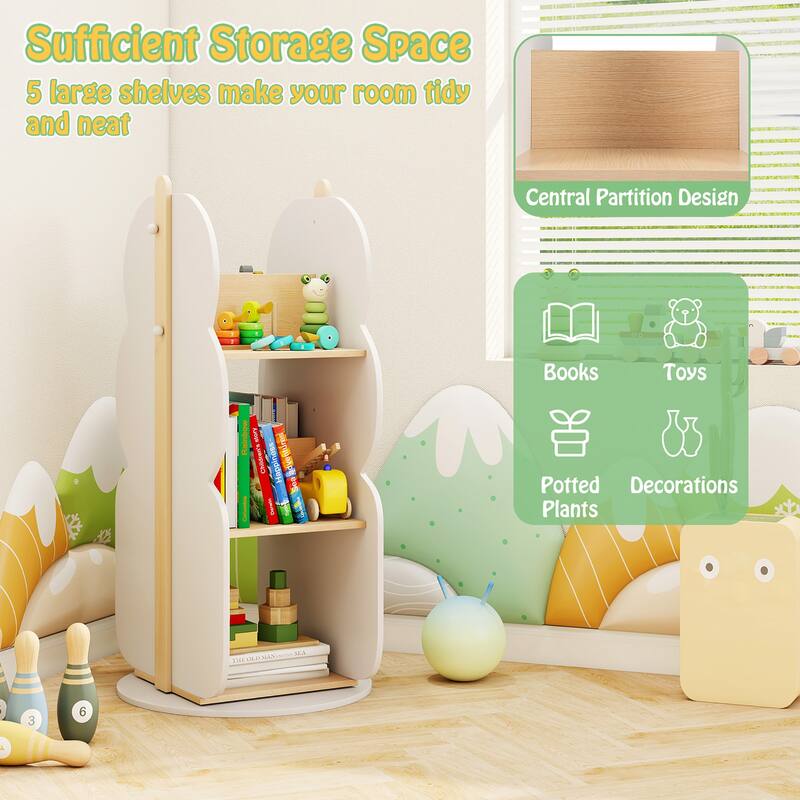 Gymax Kid's Rotating Bookshelf w/5 Shelves Rotatable Display Shelf for