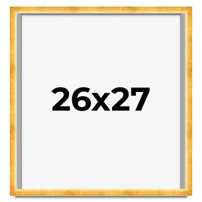 26x27 Shadow Box Frame Gold | 1.625 Inches Deep Real Wood Traditional