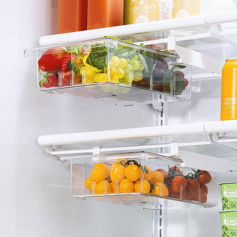Sorbus Pull Out Fridge Drawer - Attachable Deli Drawer - Adjustable Refrigerator Storage Bin - 2-Pack, Clear Design