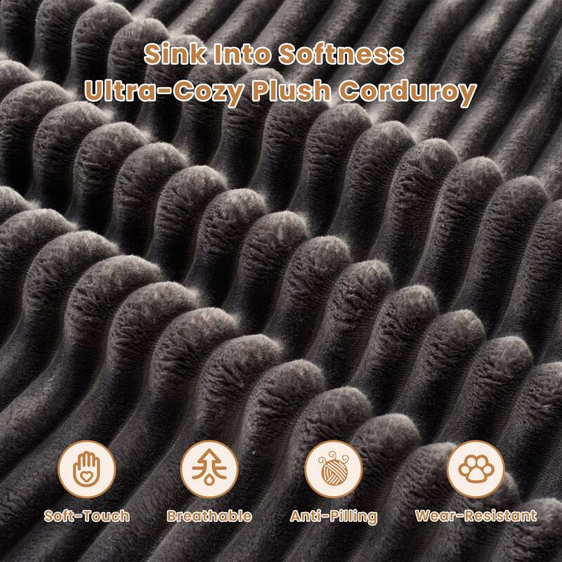 HOOOWOOO Modern Push Corduroy Fabric Sectional Sofa Couch with Pillows