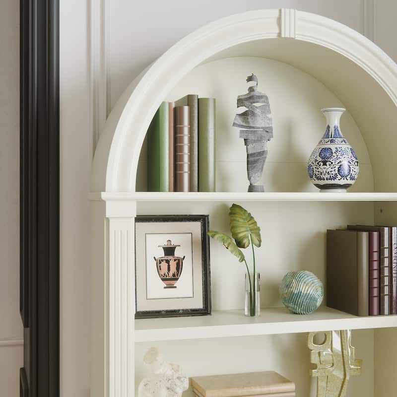 Cream-Yellow Display Cabinet,5-Tier Showcase Cabinet,Shelves Corner Standing Organizer,European Flair