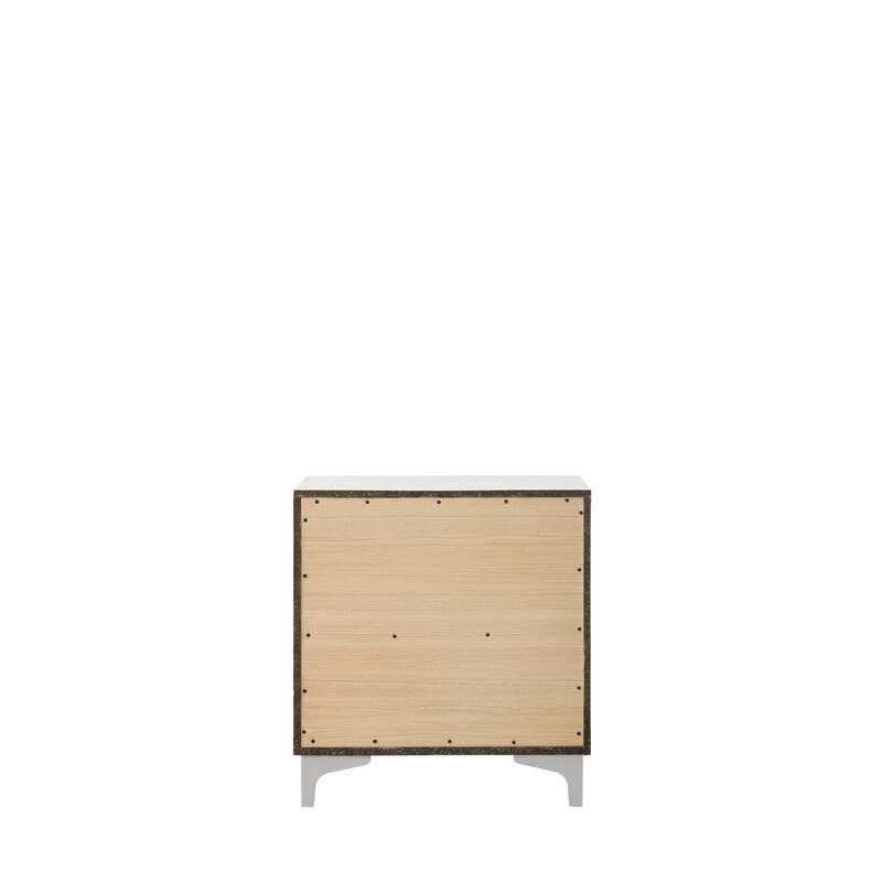 White Nightstand with Dovetail Drawers and Metal Glide
