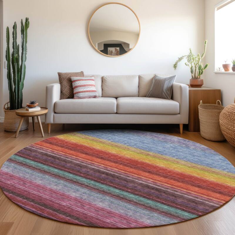 Premium Washable Super Soft Modern Stripes Mayfield Rug - Lavender - 8' x 8'