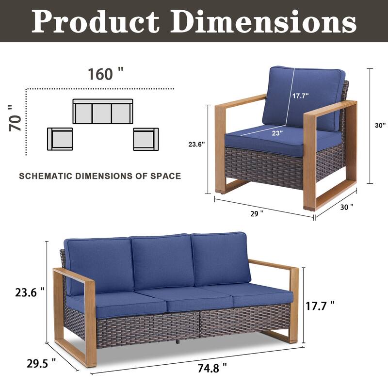 Gymojoy Outdoor Wicker Patio Furniture Sofa Set