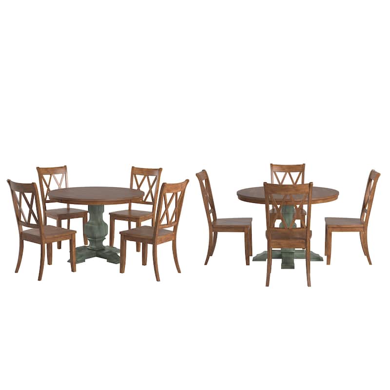Ronda 45" Round Solid Wood Top Dining Set with X-Back Chairs