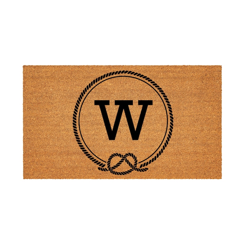 Coastal Coir Mat Nautical Monogram 28"x16" - Letter W