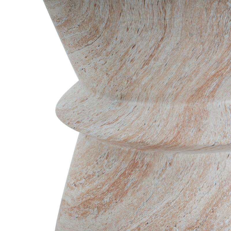 Outdoor Indoor Lightweight Concrete Side Table, Travertine Finish - 19.27