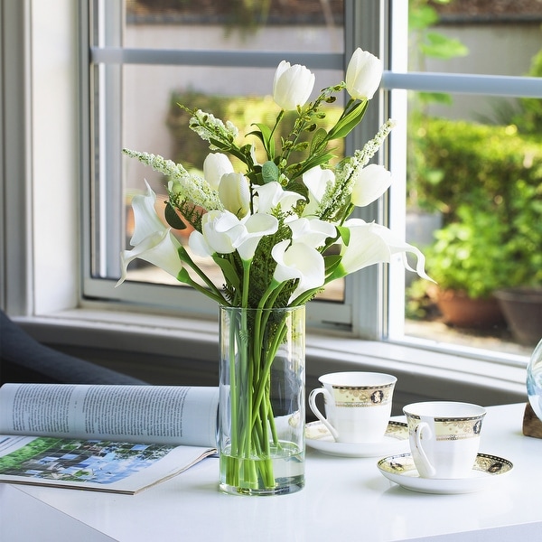 Enova Home Mixed Artificial Cream Real Touch Tulip and Lily Fake