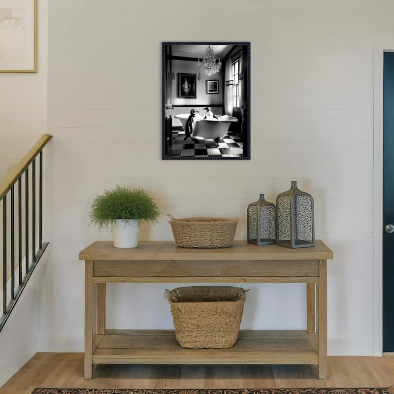 Penguin Romance by Niky Rahner Framed Canvas Wall Art