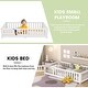 preview thumbnail 5 of 34, Kid-Friendly Twin Size Floor Bed with Safety Guardrails and Door - Easy Access Design
