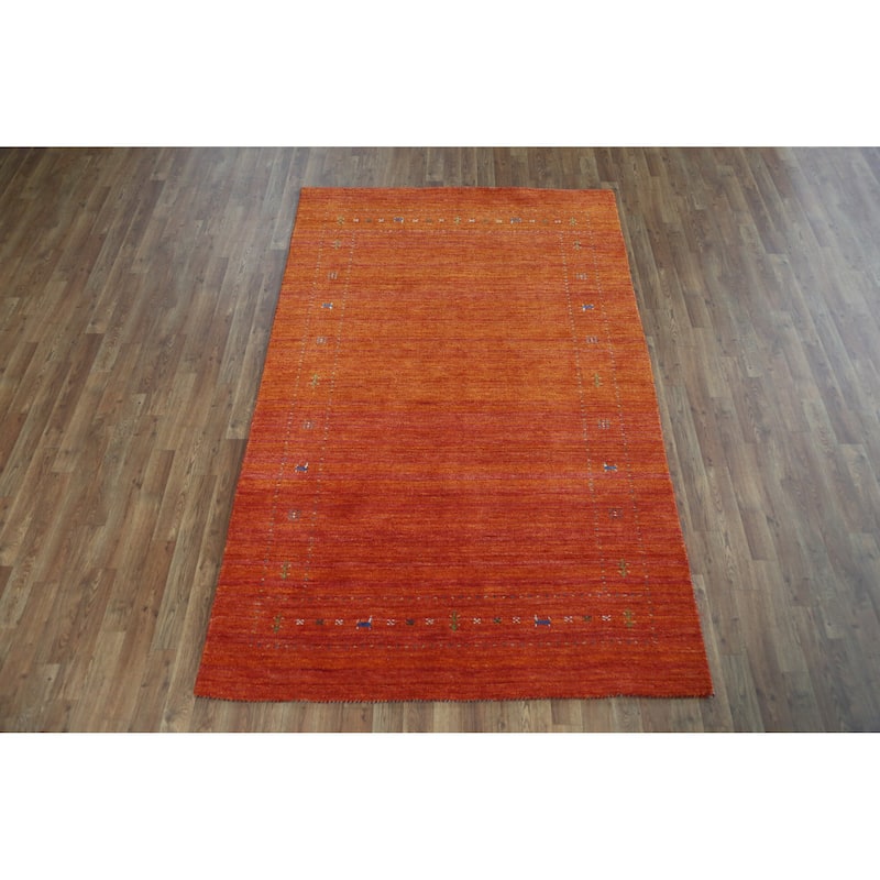 Gabbeh Indian Area Rug Hand-Knotted Tribal Oriental Wool Carpet - 4'10" x 7'7"