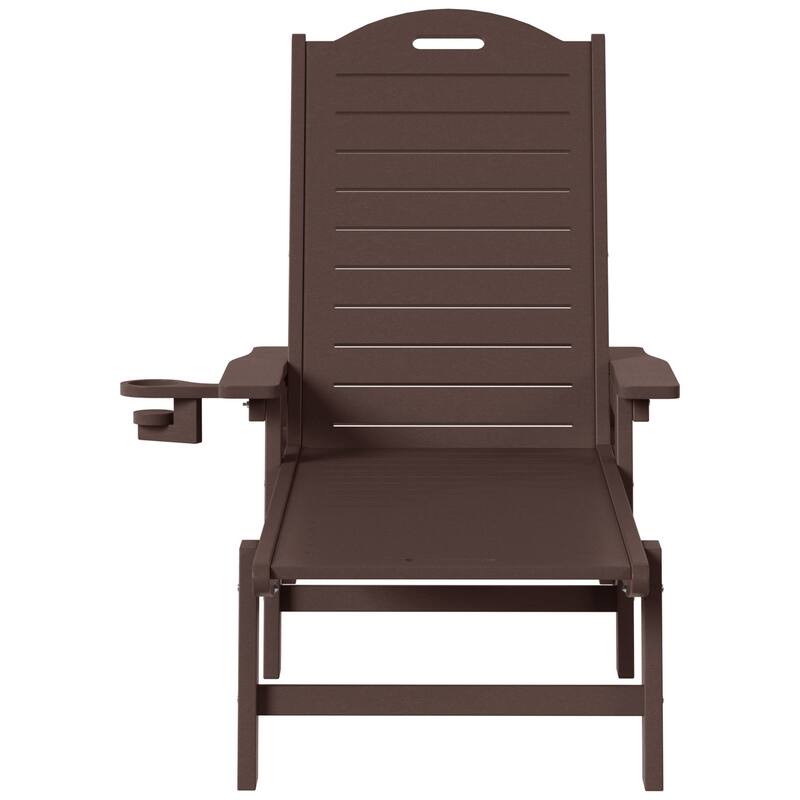 Brighton Outdoor Poly Reclining Chaise Lounge with Wheels & Cup Holder (Set of 4)