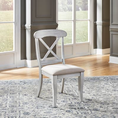 Ocean Isle Antique White Upholstered X Back Side Chair (Set of 2)