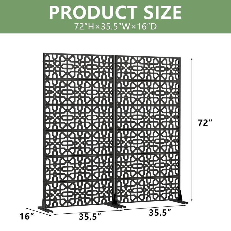 Rectangle Outdoor Privacy Screens Metal Screen Fence Panel Set of 2