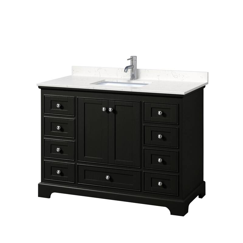 Wyndham Collection Deborah 48" Free Standing Single Basin Vanity Set - Dark Espresso / Carrara Cultured Marble Top /