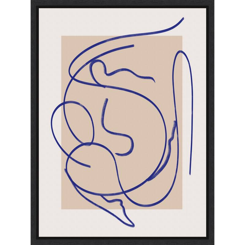 Abstract Blue Line Art No. 3 by Little Dean (18 x 24 in.), Framed Canvas Wall Art Print