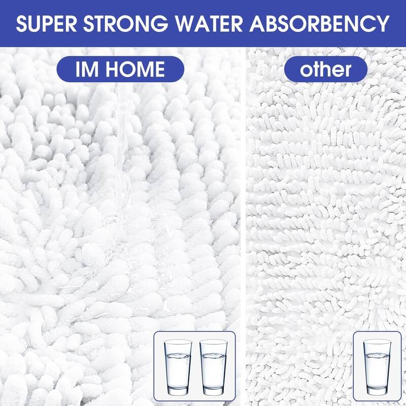 Ultra Soft Striped Non Slip Chenille Bathroom Rug Set 3 Pieces