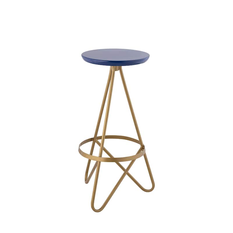 Hula 30" Modern Industrial Metal Backless Circular Bar Stool, by JONATHAN Y