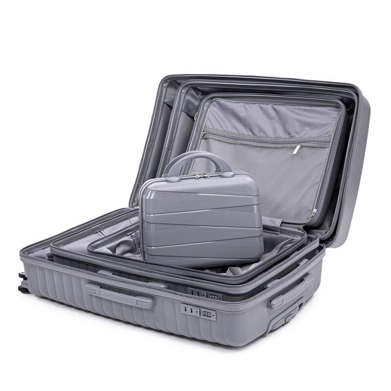 14IN 20IN 24IN 28IN 4 pcs/set in PP Spinner Wheel Luggage, Carry on Suitcase, Iron Pull Rod, Combination Password Lock