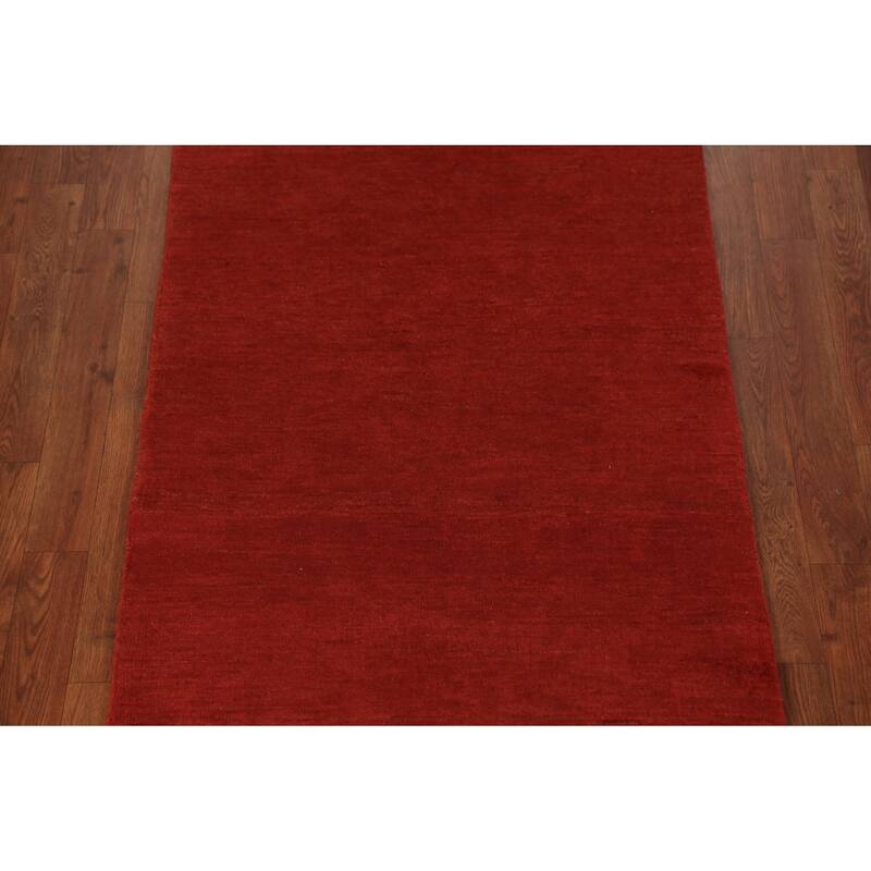 Gabbeh Modern Runner Rug Handmade Hallway Wool Carpet - 2'9" x 9'8"