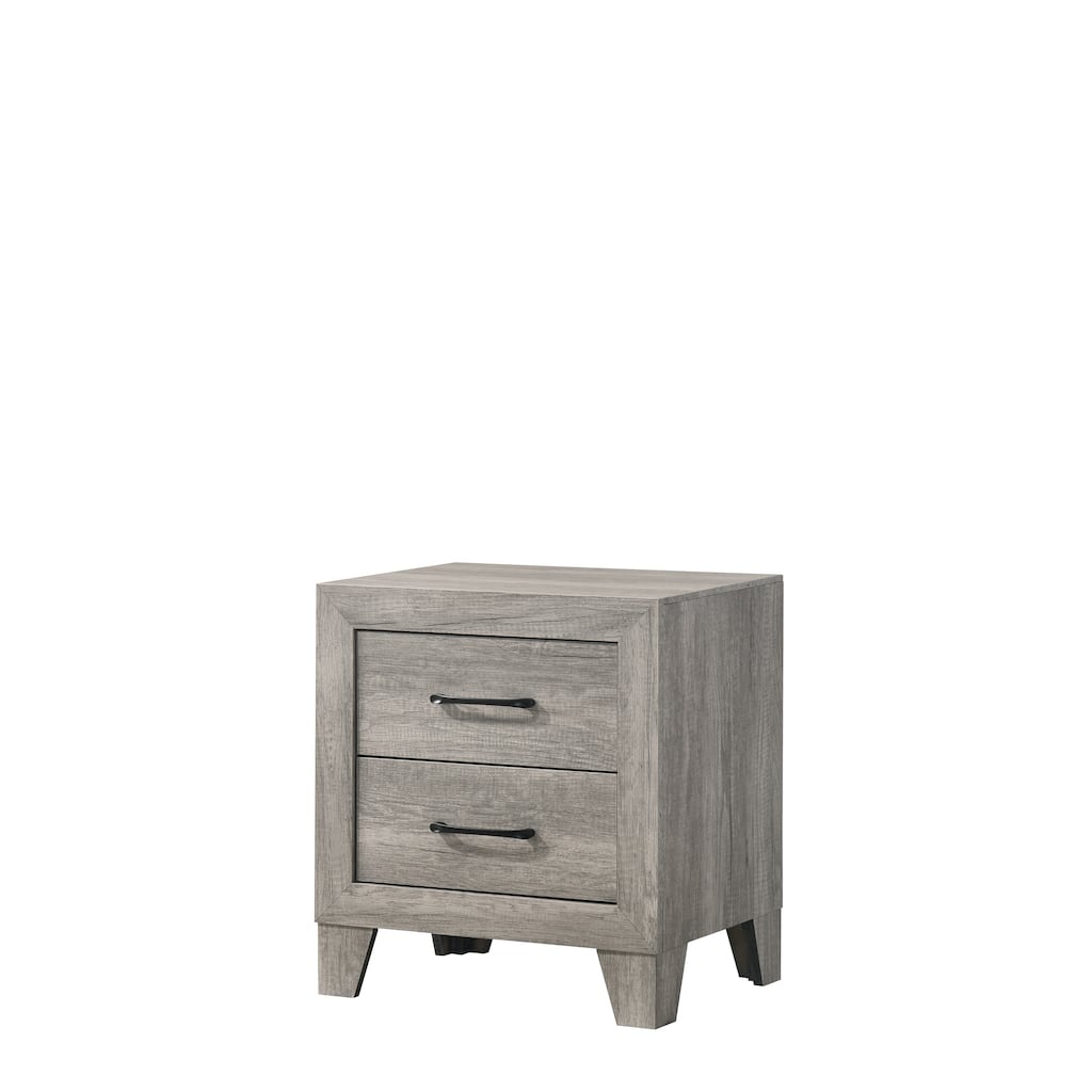 Contemporary Two-Drawer Nightstand in Rustic Gray