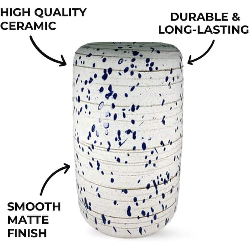 Aria Home Abstract Ceramic Vase With Blue Splatter Modern Home Decor
