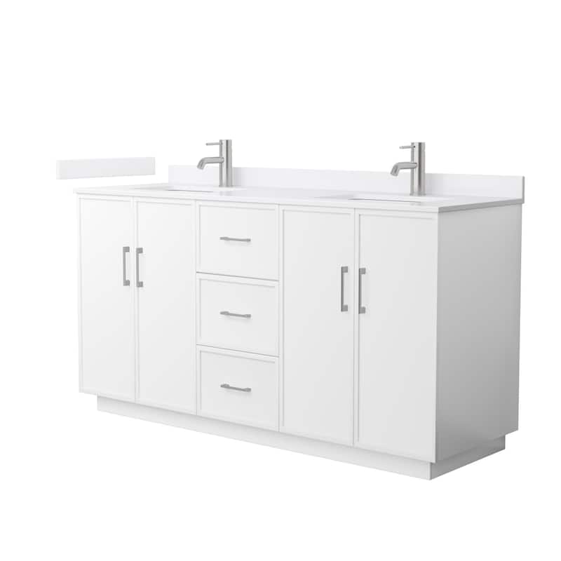 Wyndham Collection WCH7474-66D-VCA-MXX Elan TK 66" Free Standing - White / White Cultured Marble Top / Brushed Nickel - Painted