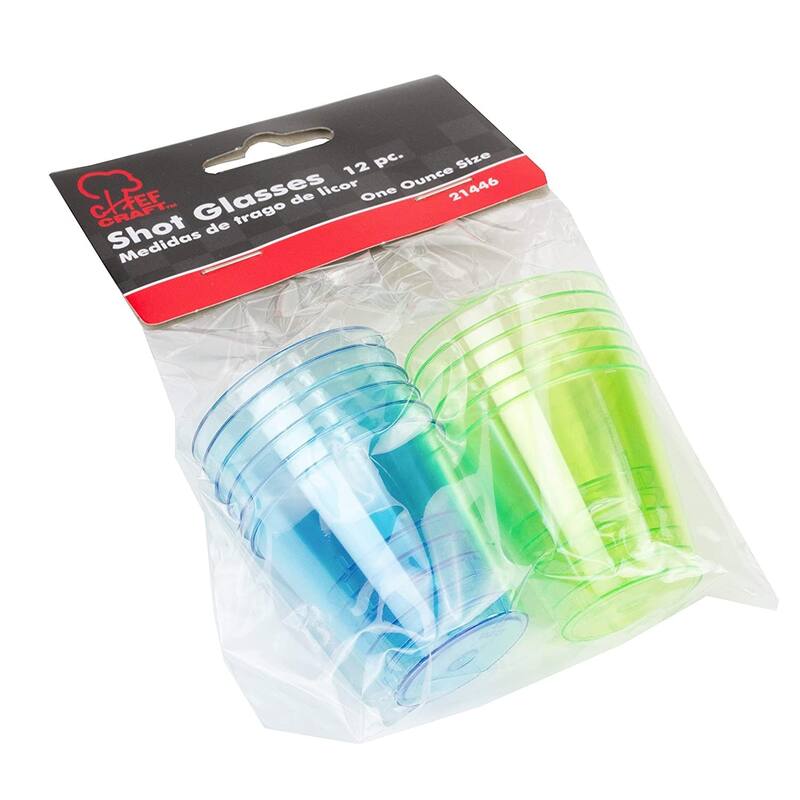 Chef Craft 12pc Disposable Plastic One-Ounce Shot Glasses Set - Great for Parties