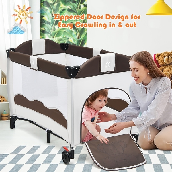 Baby Play Yard Crib Pen Bed Bassinet Folding Travel Portable Infant Toddler Kid 