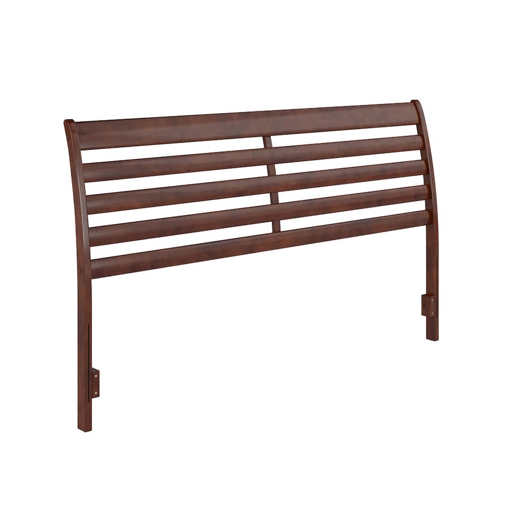 Solid Wood Headboard King Size - Walnut Finish, USB Charger, Modern Bedroom Decor