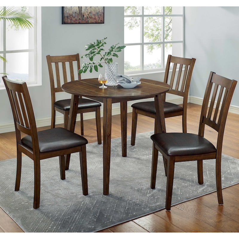 Dohl Transitional Walnut 5-Piece Dining Table Set by Furniture of America - Walnut
