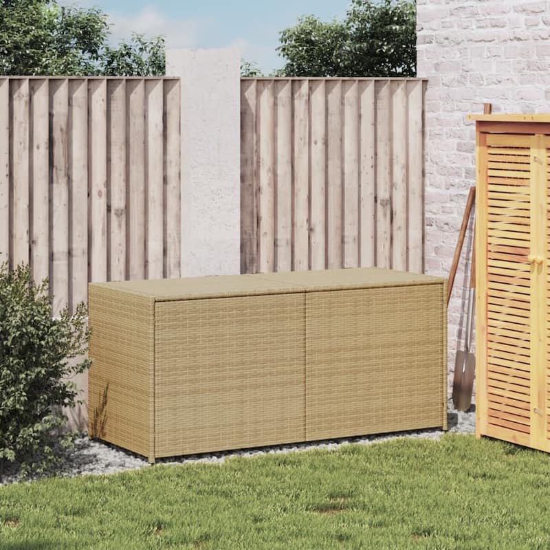 vidaXL Patio Storage Box Poly Rattan 70.9"x35.4"x27.6" Gray