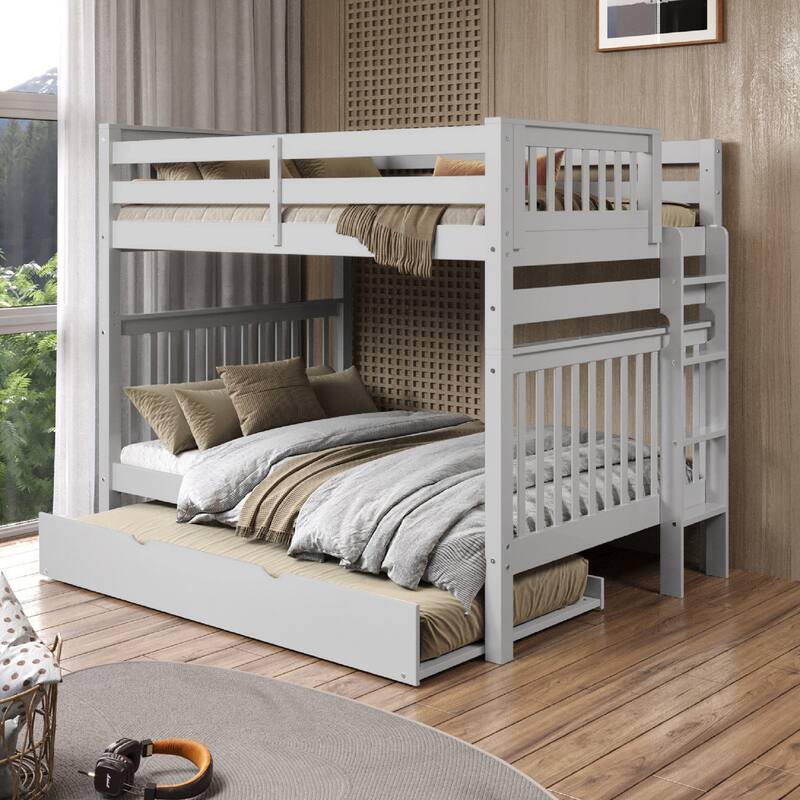 Taylor & Olive Trillium Full over Full Bunk Bed, Twin Trundle - Grey