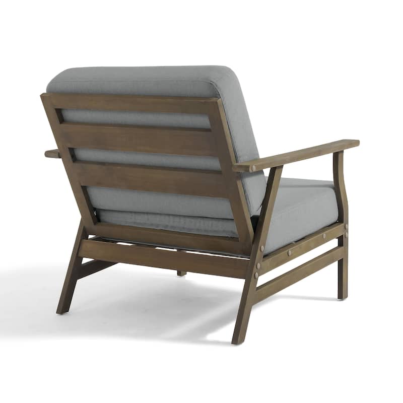 2 Set Acacia Wood Patio Club Chair with Cushion Outdoor Arm Chair