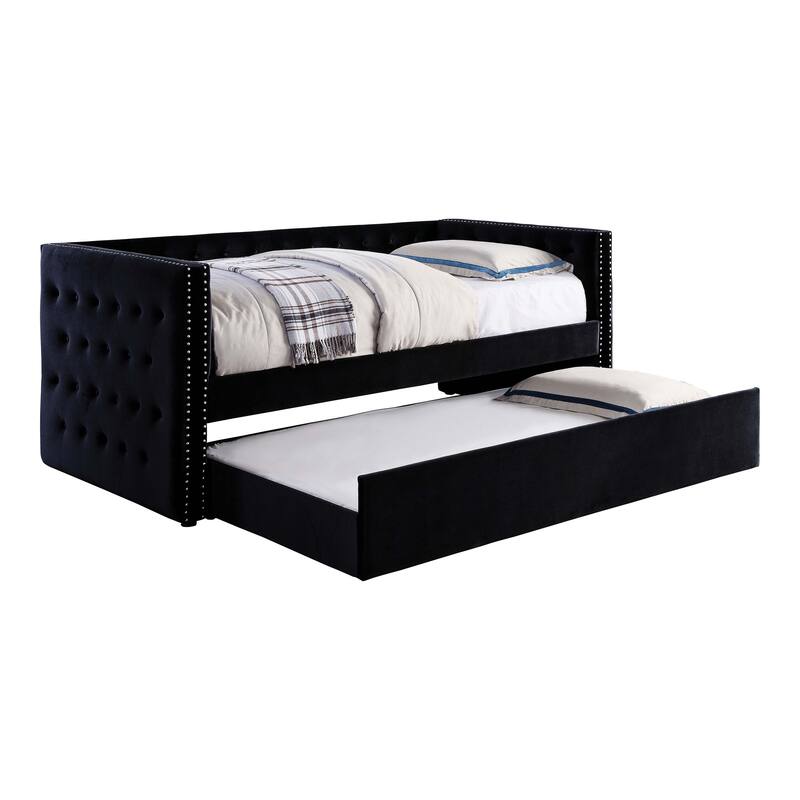 Gracewood Hollow Mokatsi Glam Tufted 2-Piece Daybed with Trundle Set