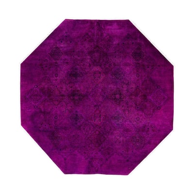 Overdyed One-of-a-Kind Hand-Knotted Area Rug - Purple - 8' 1" x 8' 1"