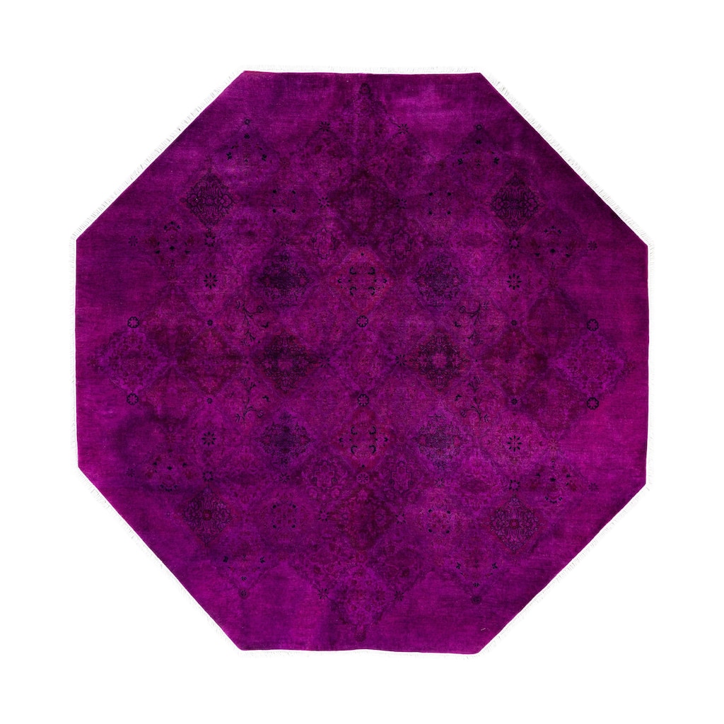 Overdyed One-of-a-Kind Hand-Knotted Area Rug - Purple - 8' 1" x 8' 1"