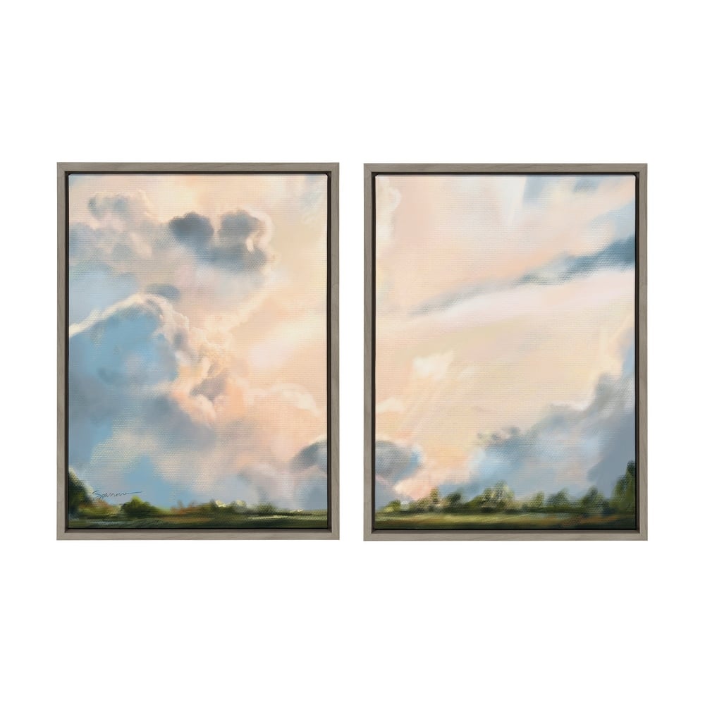 Kate and Laurel Sylvie Clouds Framed Canvas Set by Mary Sparrow