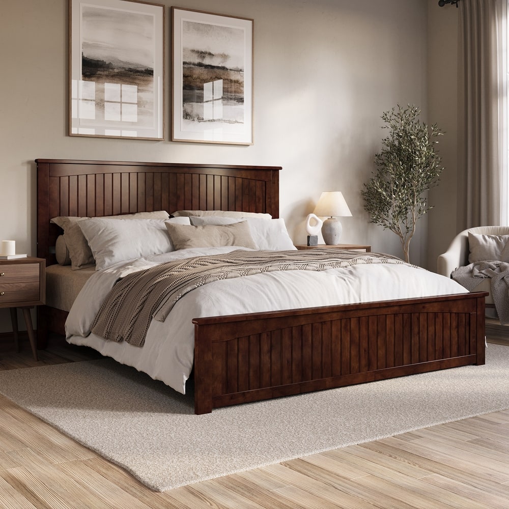 Naples Solid Wood Low Profile Platform Bed with Matching Footboard