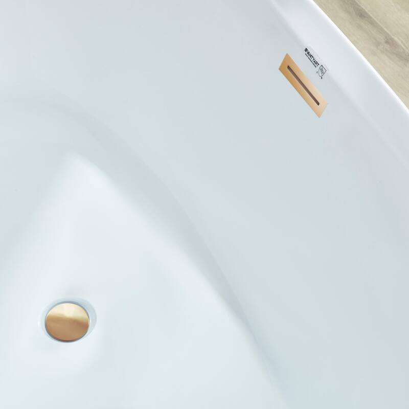 Vanity Art 71" Freestanding Acrylic Soaking Bathtub with Slotted Overflow & Pop-up Drain