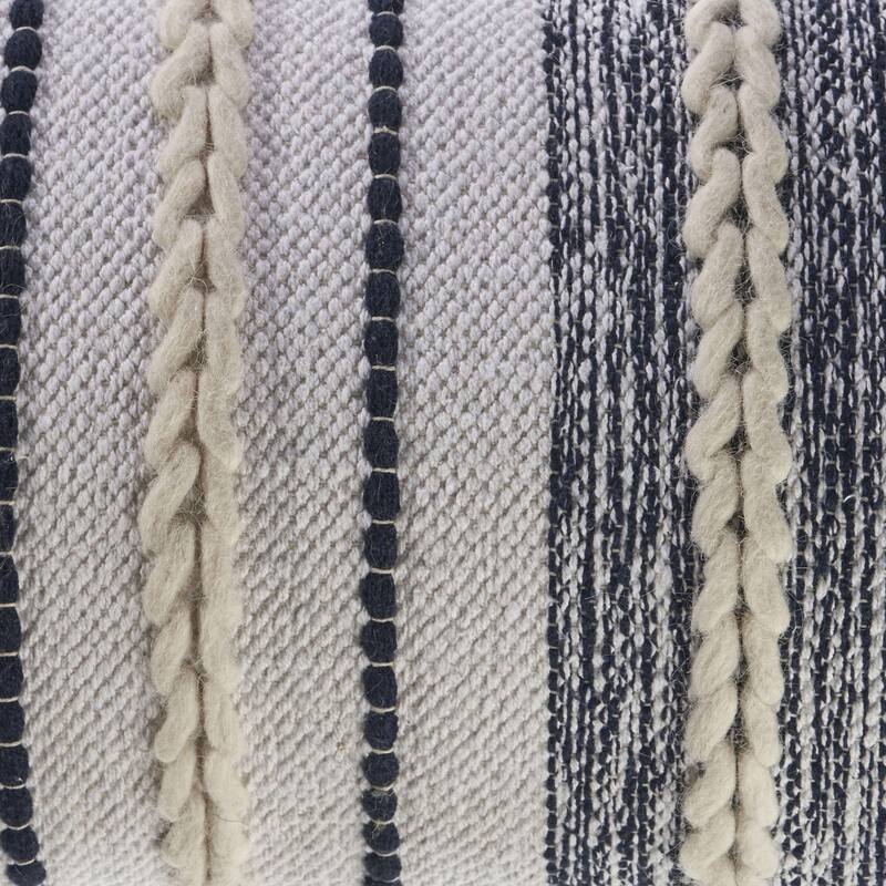HomeRoots 14" X 28" Navy And White 100% Cotton Geometric Zippered Pillow