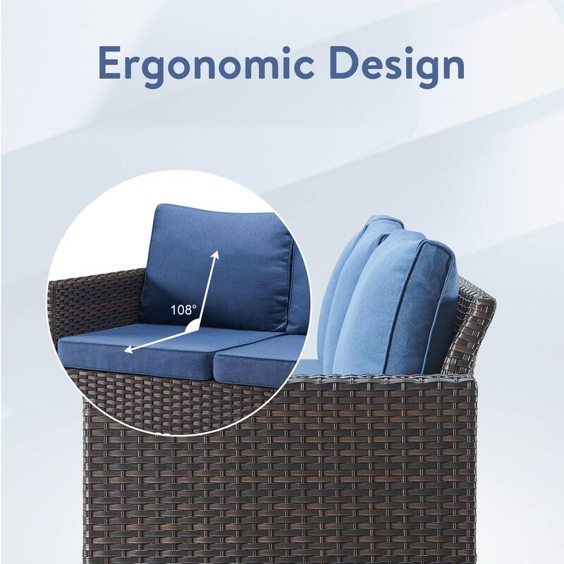 Gymojoy 7 Person All-Weather Wicker Outdoor Conversation Set Seating Group With lounge Chairs And Coffee Table