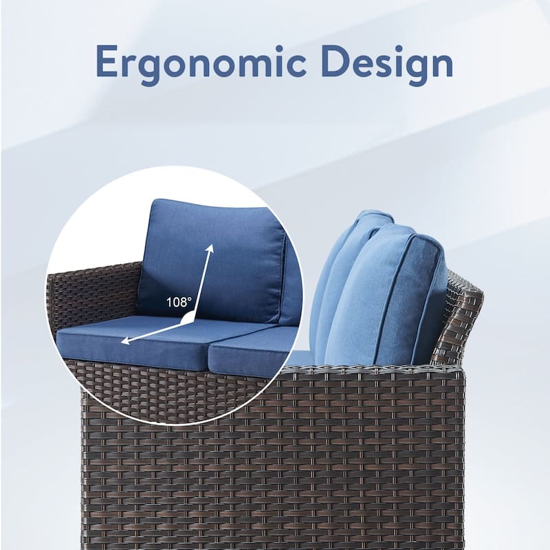 Gymojoy 9-11 Person Outdoor Courtyard Wicker Family Party Conversation Set Group With Swivel Chairs And 52" Table