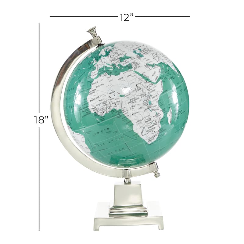 Aluminum Metal Globe - Teal - Roche River Decor - 12"W x 12"L x 18"H