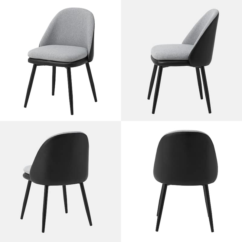 Glitzhome Modern Set of 2/4 PU Leather Mixed Fabric Dining Side Chairs with Metal Legs