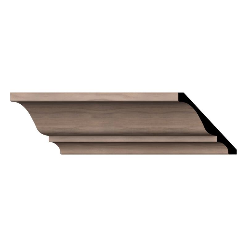 WM45: 3-7/10-in H x 3-3/4-in P x 5-1/4-in F x 96-in L Americraft Solid Hardwood Stain Grade Crown Moulding - Walnut