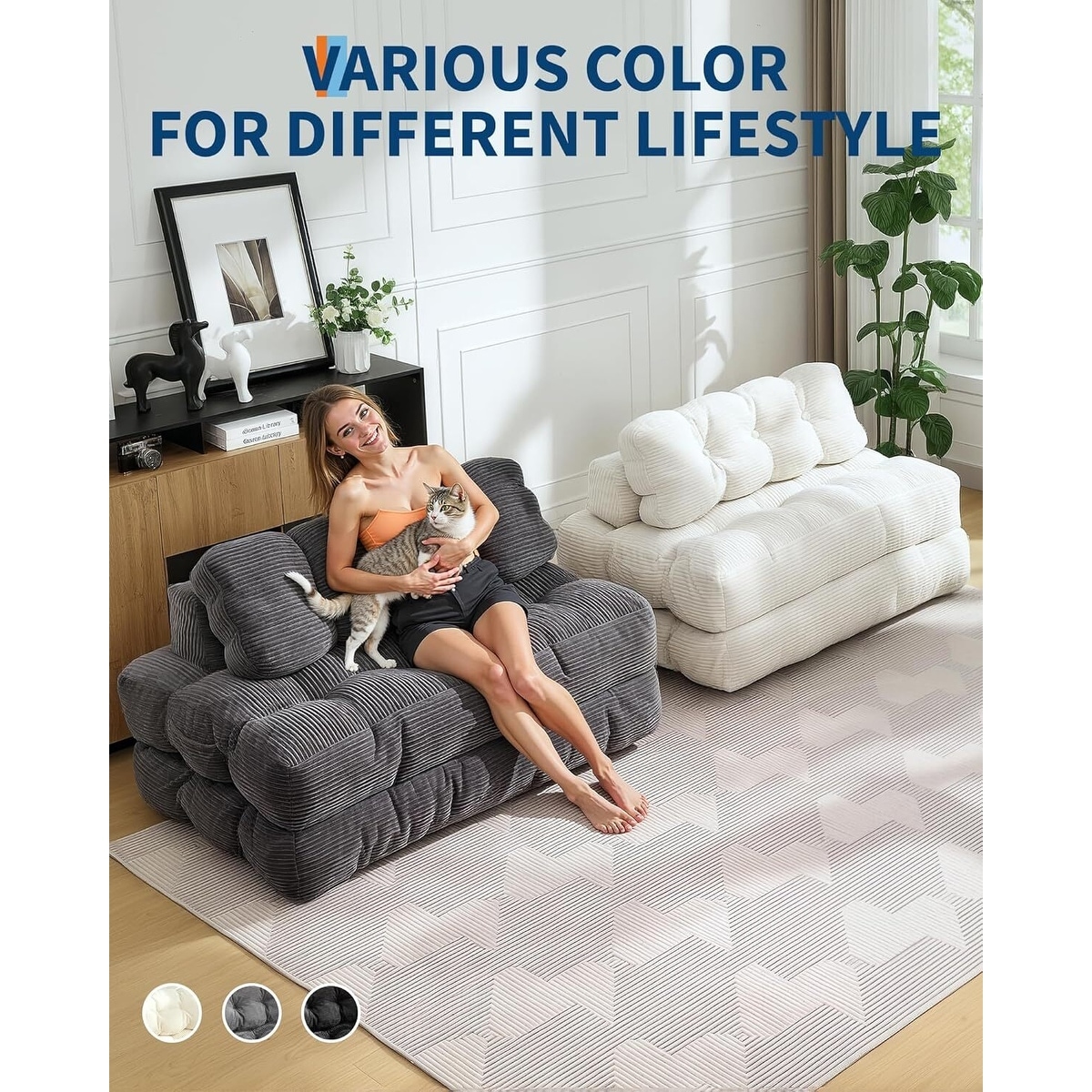 3-in-1 Portable Folding Sofa Bed Convertible Single Futon Couch