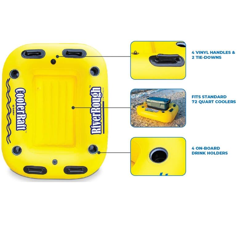 55" Inflatable Yellow and Black Swimming Pool Cooler Raft Float